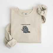 I Require Snacks Embroidered Raccoon Sweatshirt