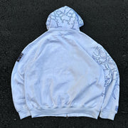 Casual Retro Spider Graffiti Zip-Up Hoodie