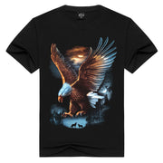 Street style short sleeve rock eagle print T-shirt