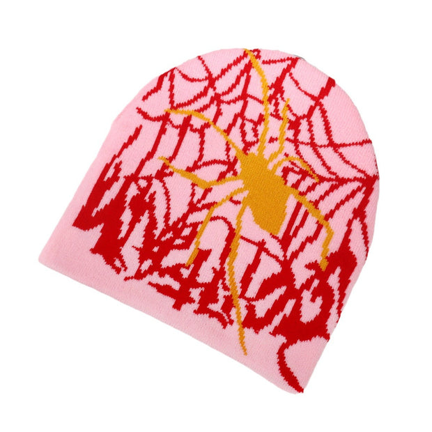 Halloween spider web pattern knitted hat