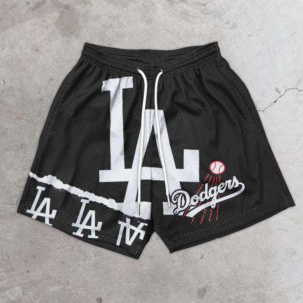 LA Vintage Graphic Mesh Track Shorts