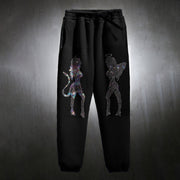 Street style angel and devil print casual trousers