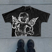 Basic Angel Print Short Sleeve T-Shirt