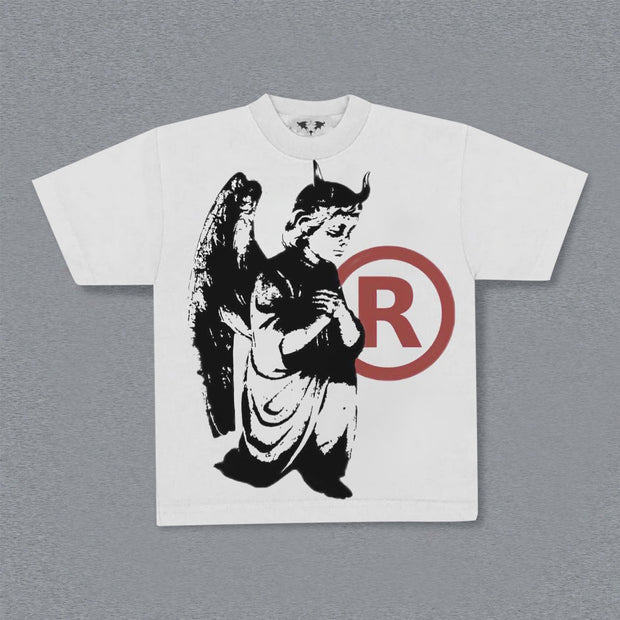 Fashion personality print round neck short-sleeved T-shirt