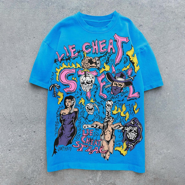 Tide brand retro printed street T-shirt