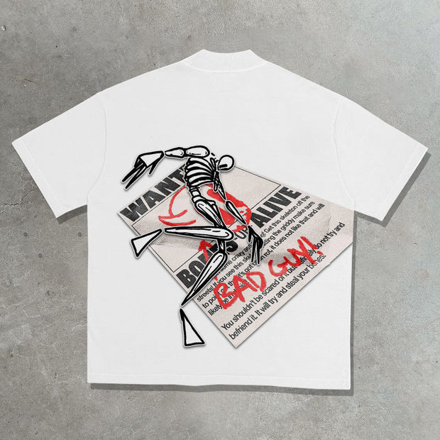 Casual street printed cotton T-shirt