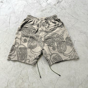 Colorblock cashew print personality shorts