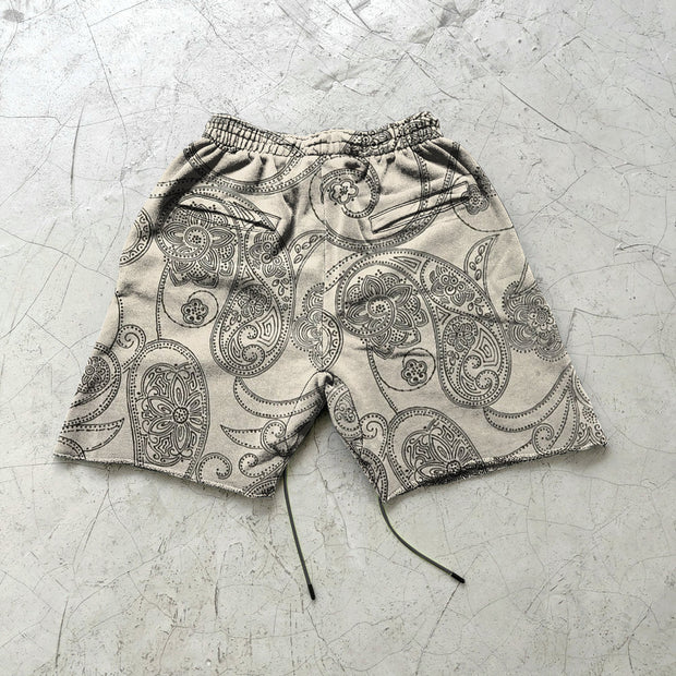 Colorblock cashew print personality shorts
