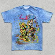 Skull graphic print tie-dye short-sleeve T-shirt
