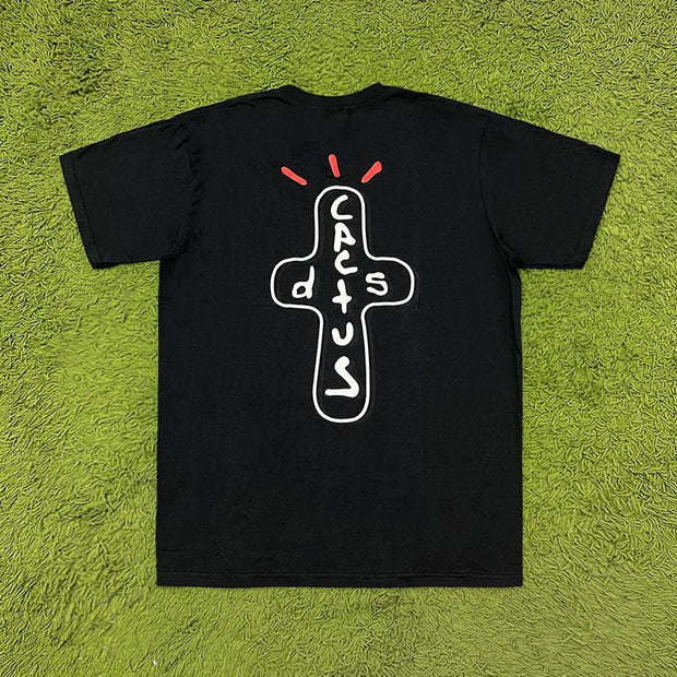 Trendy print street style T-shirt short sleeves