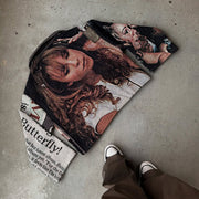 Butterfly Print Long Sleeve Zipped Jacket