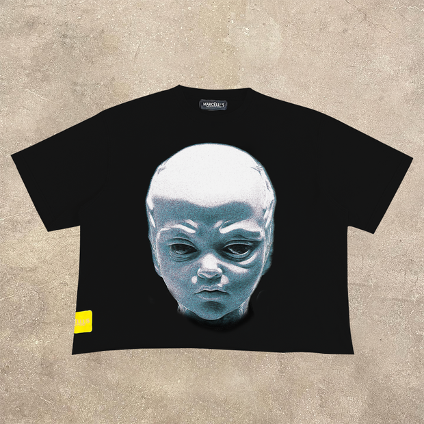 Fashionable and personalized alien print short-sleeved T-shirt