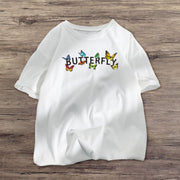 Vintage butterfly print street T-shirt
