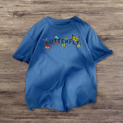 Vintage butterfly print street T-shirt