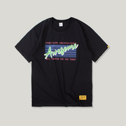 English alphabet print couple loose short sleeve T-shirt