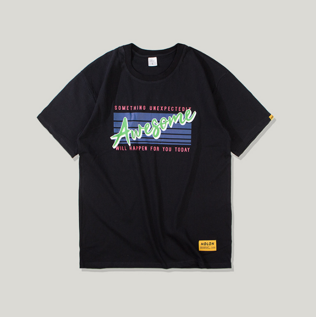 English alphabet print couple loose short sleeve T-shirt