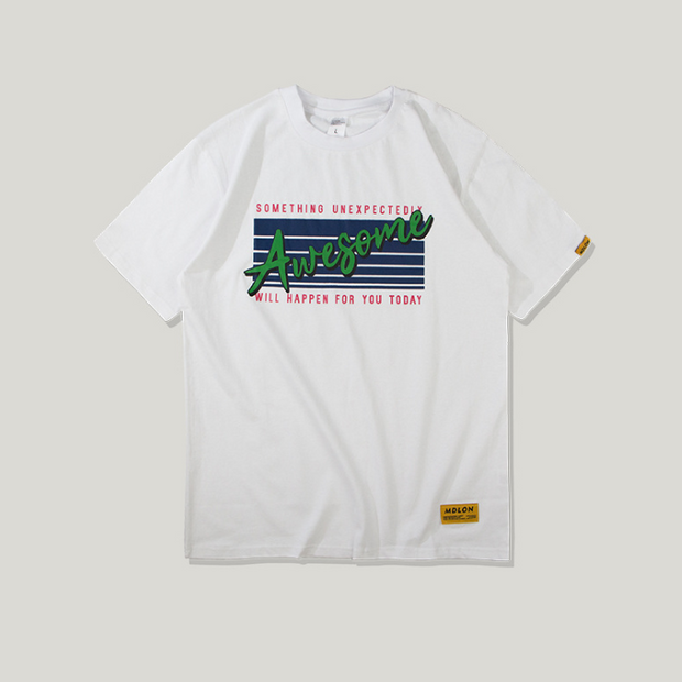 English alphabet print couple loose short sleeve T-shirt