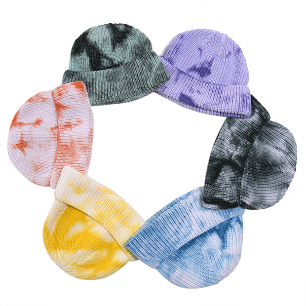 Tie-dye knitted hat hip hop street toe cap