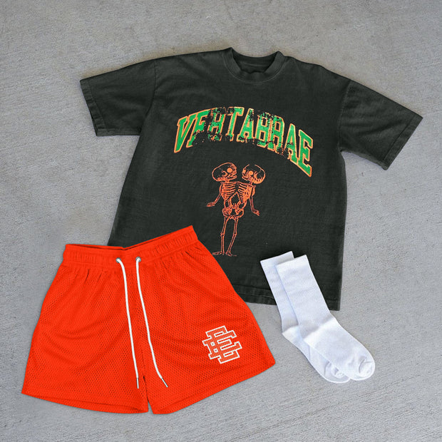 Casual Fashion Skull Print T-Shirt Shorts Set
