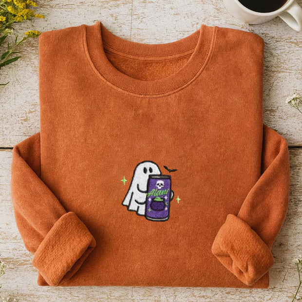 Embroidered Spooky Ghost Halloween Sweatshirt