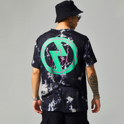 Personalized Contrast Lightning Print Tie-Dye Short Sleeve T-shirt