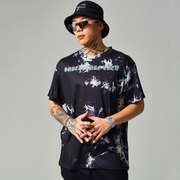 Personalized Contrast Lightning Print Tie-Dye Short Sleeve T-shirt