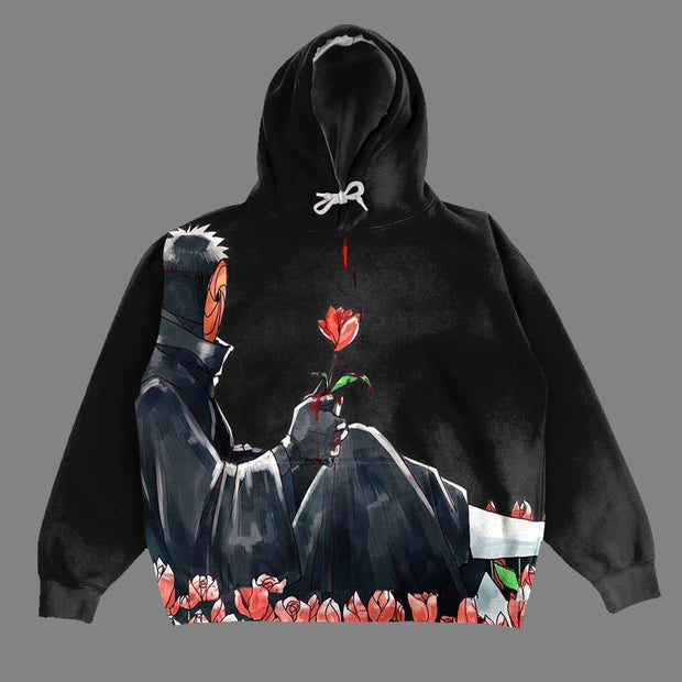 Anime Print Long Sleeve Hoodie