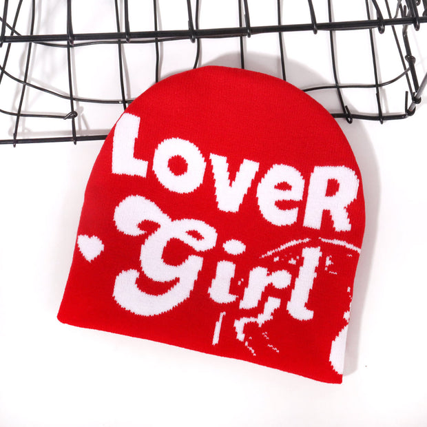 LOVER letter knitted hat