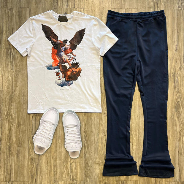 Angel print short-sleeved trousers two-piece set