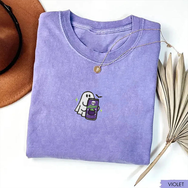 Embroidered Spooky Ghost Halloween T-shirt