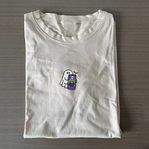 Embroidered Spooky Ghost Halloween T-shirt