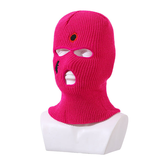 Balaclava three-hole hat outdoor riding headgear knitted warm ski mask