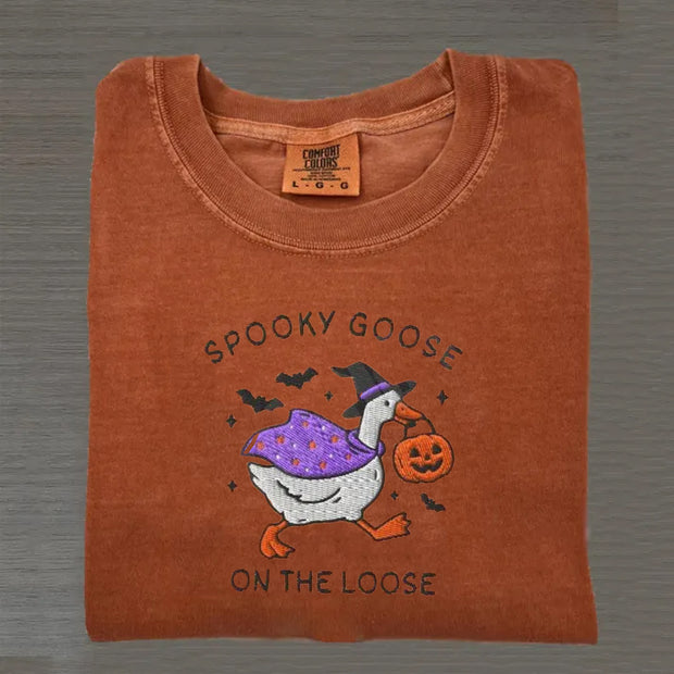 Embroidered Spooky Goose T-shirt