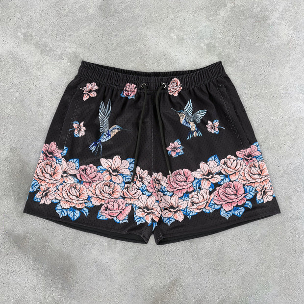 Trendy Resort Floral Mesh Shorts