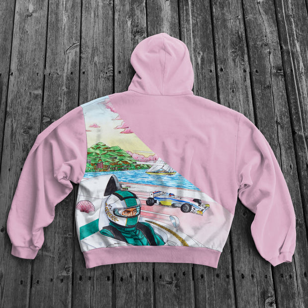 Colorblock retro artistic fashion hooded sweater