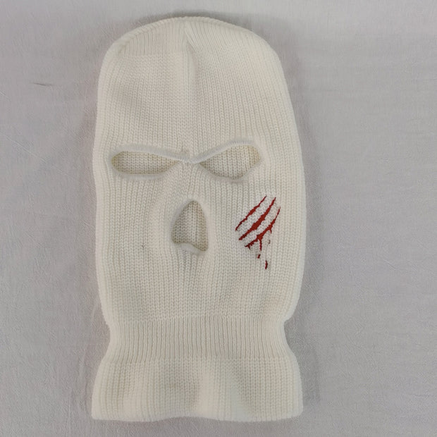 Scratch warmth thickened ski three-hole knitted hat