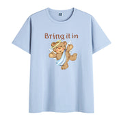 Cotton round neck face dog print street fashion T-shirt