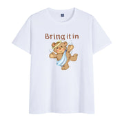 Cotton round neck face dog print street fashion T-shirt