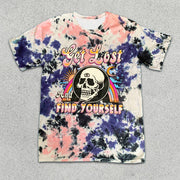 Gradient Skull Graphic Print Short Sleeve T-Shirt