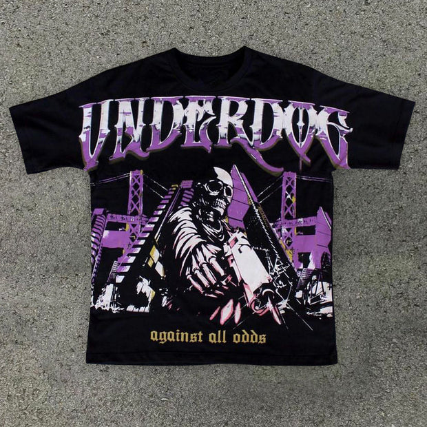 Street style personality after the skull casual round neck T-shirt