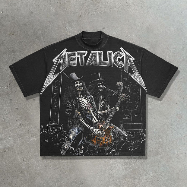 Rock and roll casual street retro heavyweight T-shirt