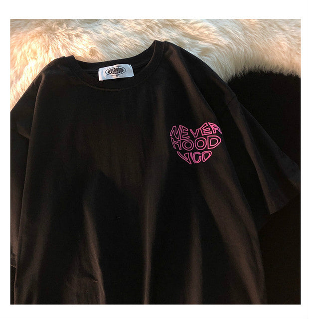 Jew4room letter love simple personality sports short-sleeved T-shirt