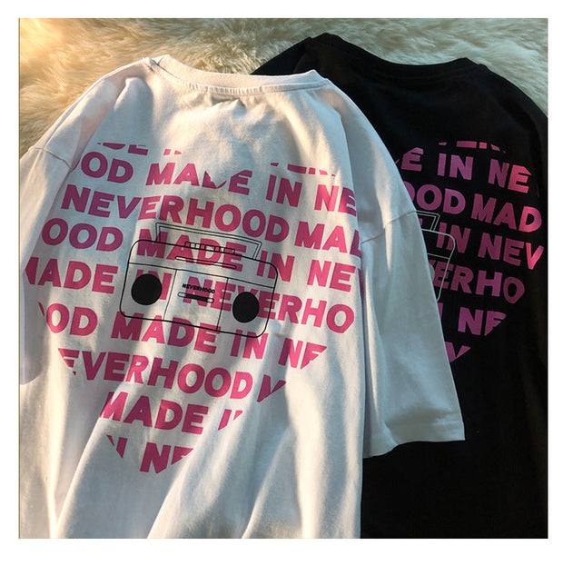 Jew4room letter love simple personality sports short-sleeved T-shirt