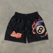 Fashionable preppy print mesh shorts