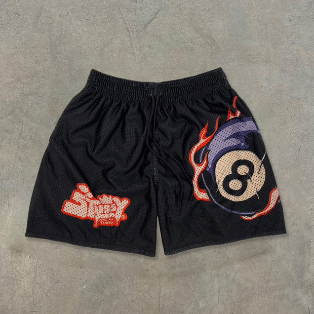Fashionable preppy print mesh shorts