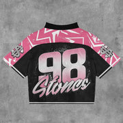 Money Mesh Patchwork Printed V-neck T-shirt