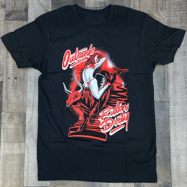 Personalized black bull print loose T-shirt