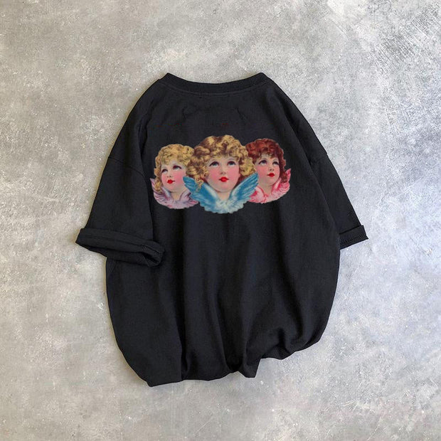 Fashion Angel Print Short Sleeve T-shirt