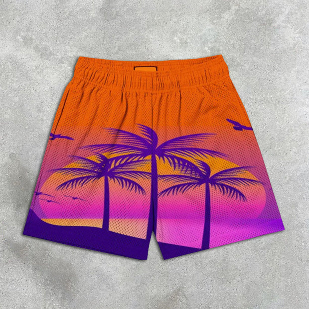 Coconut Print Resort Elastic Shorts