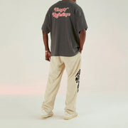 Retro literary print round neck short-sleeved T-shirt